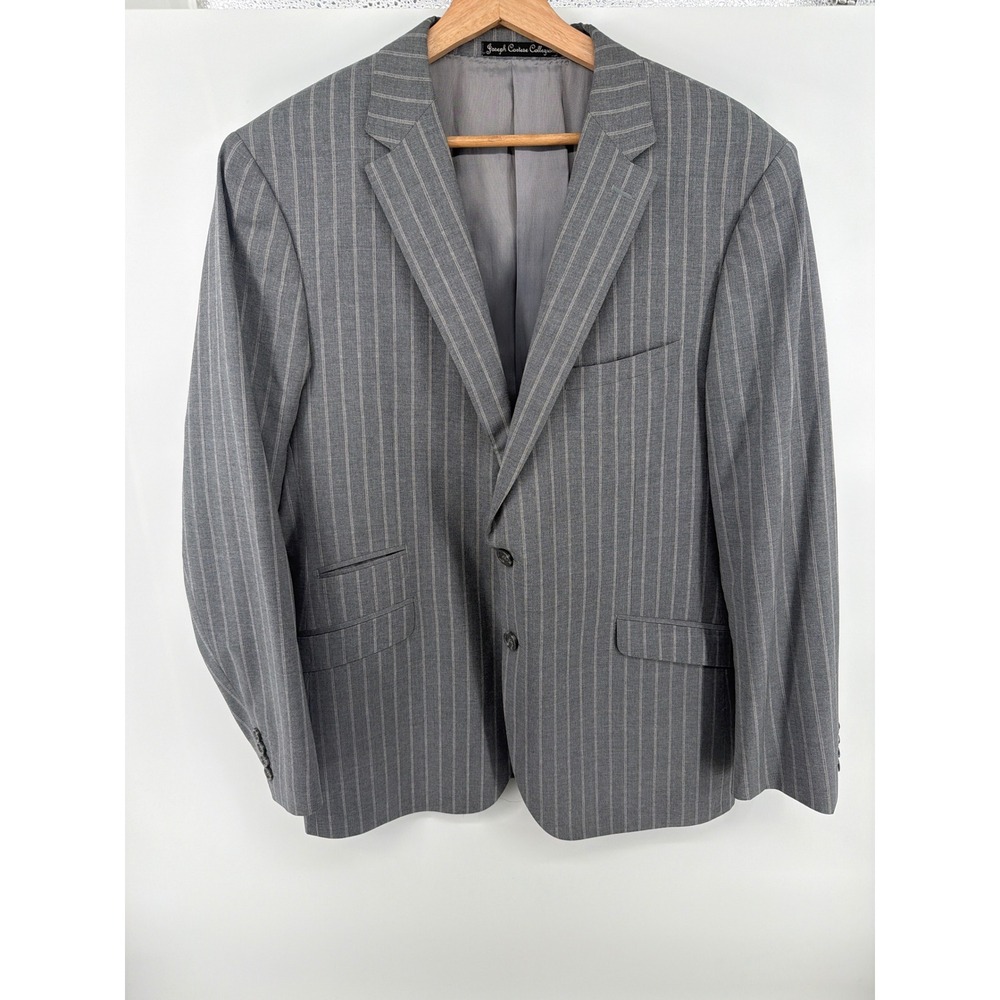 Bartorelli Napoli Gray Pinstripe Blazer Wool Cashmere Sports Super 150s 46R 0796